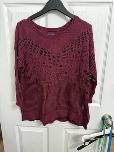 American Eagle Textured Chevron Knit Pullover L Wine Red Fall Layering - Picture 1 of 5