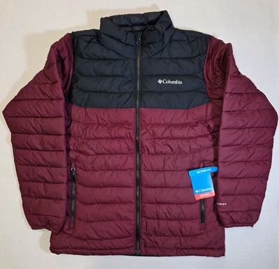 Columbia Powder Lite II Jacket Men’s Medium Omni-Heat Maroon Black New Tags - Image 1 of 4