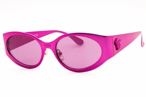 VERSACE VE2263 1503AK Sunglasses Pink Frame Dark Violet Mirror Silver Lens 56mm - Picture 1 of 4
