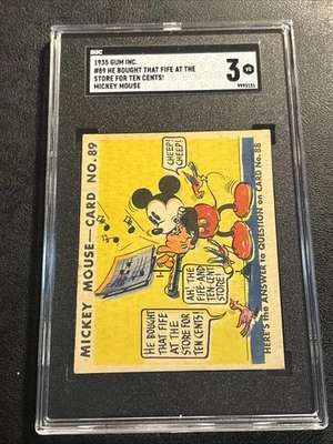 Tarjeta de Mickey Mouse Gum Inc R89 1935 #89 SGC 3 en muy buena condición dibujos animados de Disney rara Foto 1 de 4