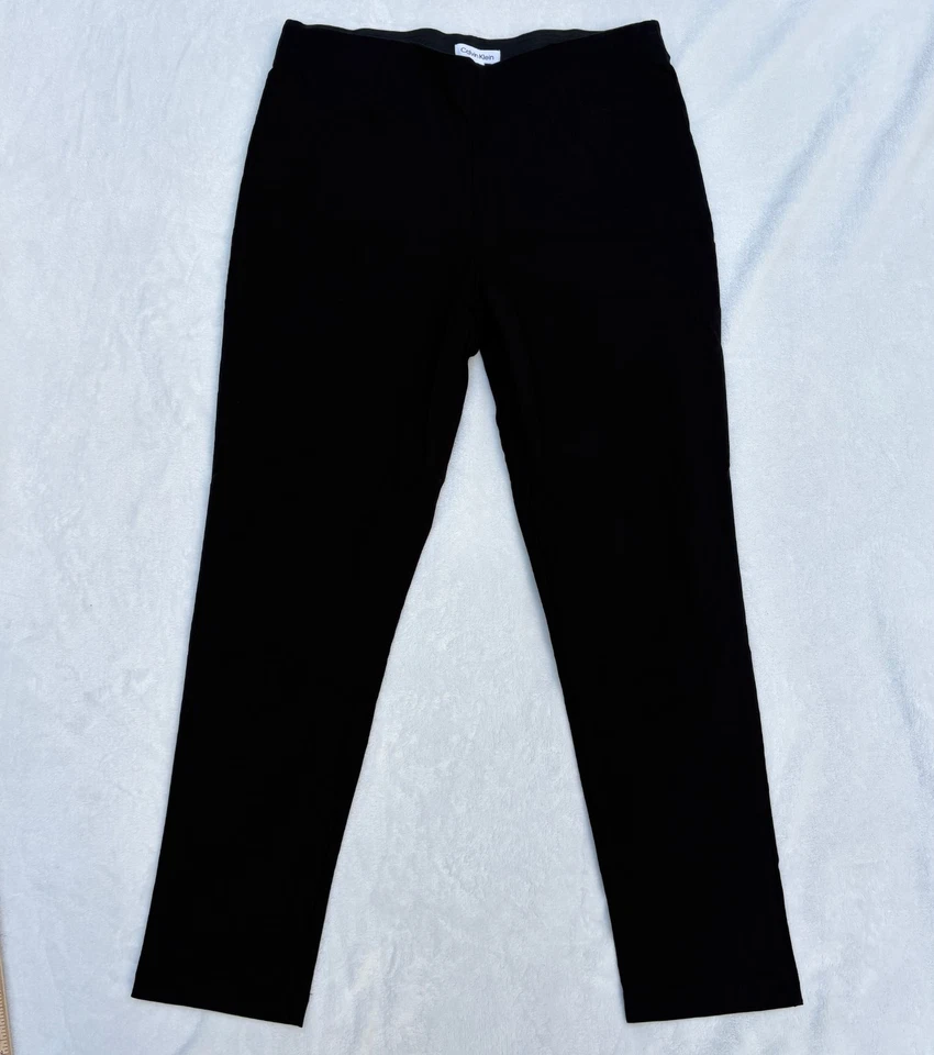 Calvin Klein Womens 14 Black Pants Skinny Leg High Rise Flat Front Ankle Pull On - Image 1 of 4