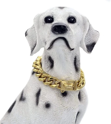 Collar de perro dorado de acero inoxidable sólido para perro estrangulador mediano cadena para caminar al aire libre Foto 1 de 4