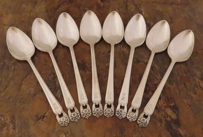 IS Eternally Yours Set 8 Teaspoons Spoon 1847 Rogers Silverplate Flatware Lot U - Image 1 of 4