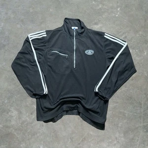 Vintage 90s Adidas 3 Stripe Fleece Half Zip Sweater Mens Size Medium Black - Picture 1 of 6