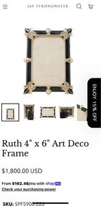 Marco de fotos Art Deco Jay Strongwater Ruth 4" x 6" SIN VIDRIO PRECIO DE VENTA SUGERIDO POR EL FABRICANTE $1800 - Imagen 1 de 23
