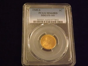 1949-S   1 C         Lincoln Cent         DDO          PCGS  MS 64 RD - Picture 1 of 2