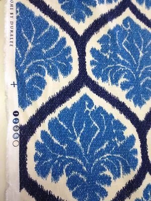 Duralee B. Berger Ambry Azul Blanco Azul Marino Algodón Estampado Tela por Yarda  Foto 1 de 3