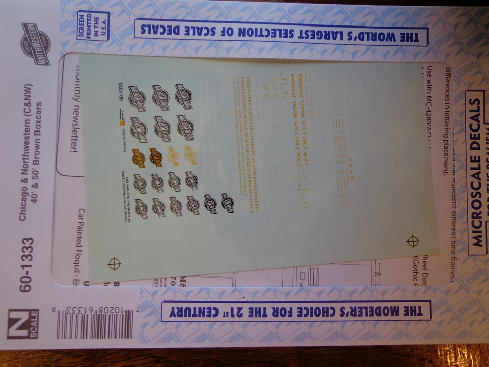 Microscale Decal N  #60-1333 Chicago & Northwestern (C&NW) 40' & 50' Brown Boxca - Image 1 of 1