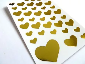 Piccoli adesivi cuore oro lucido, etichette per decorazione artigianale e cartografia 53282 - Foto 1 di 2