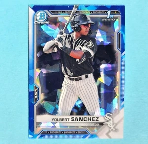 2021 1st Bowman Chrome Blue Sappire Refractor Parallel Rookie Yolbert Sanchez - Picture 1 of 5