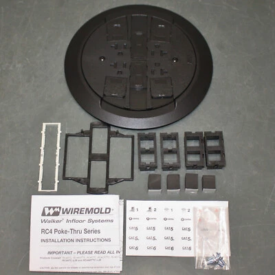 Cubierta de salida de brida de piso Wiremold RC4CTCBK, para dispositivo RC4 Poke Thru Foto 1 de 4