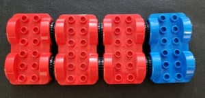 Lego Duplo Car Bases (4) 2x6 w/ Fenders  Red Blue - Picture 1 of 2