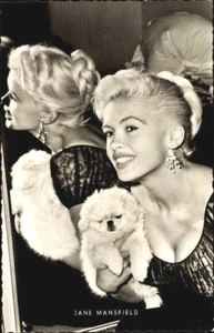 JAYNE MANSFIELD & her Puppy; Sex Symbol Movie Star; Real Photo Postcard; MINT - Picture 1 of 2