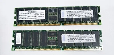 Lot 2 Infineon HYS72D64500GR-7-B SDRAM Memory Module 512MB PC2100R-20330-M - Image 1 of 3