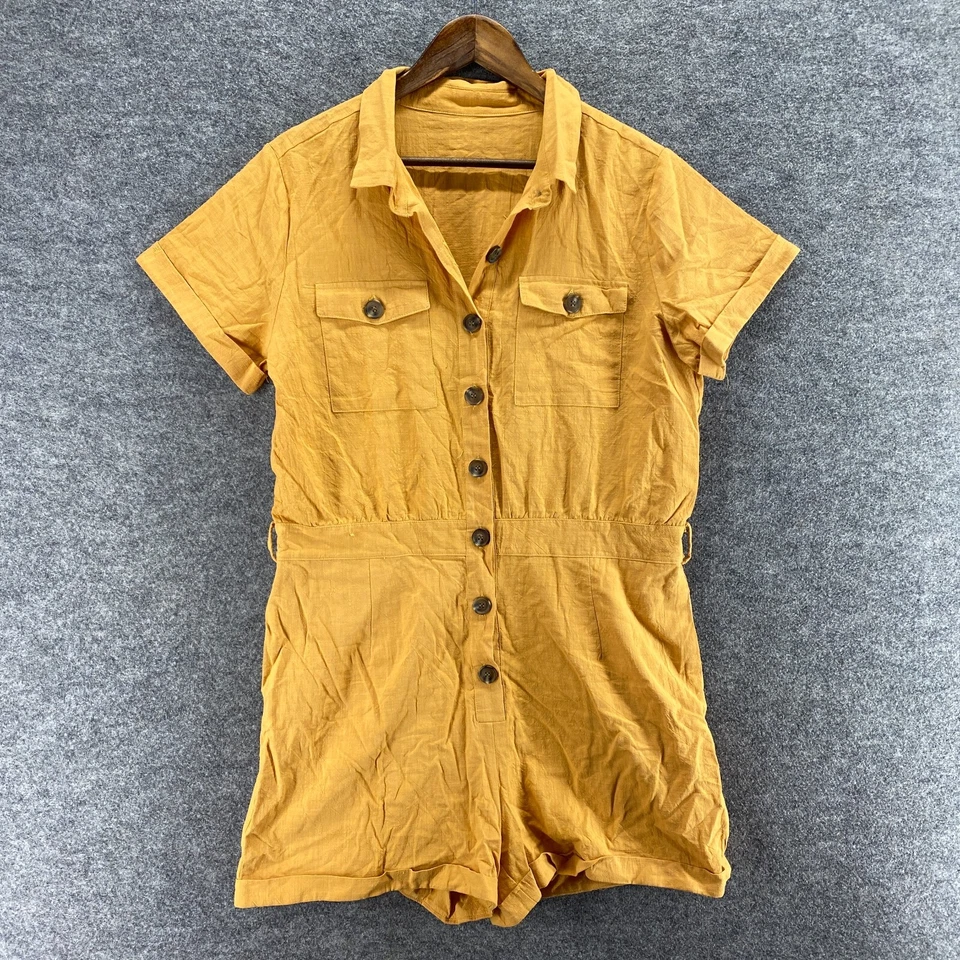 Mono sin marca para mujer L grande naranja cuello manga corta botón algodón Foto 1 de 4