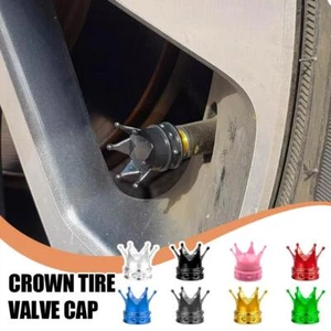 `Kings Crown Tire Valve Caps - Set of Four - Gold, SIlver or Black - Universal, - Picture 1 of 28
