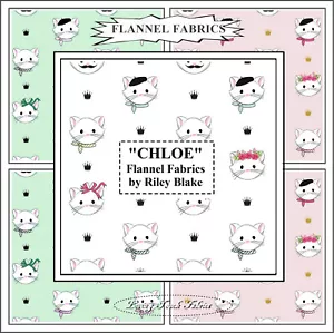 RILEY BLAKE "CHLOE" 9966 CATS DESIGNER FLANNEL FABRICS PRICED @ 1/2 YD - Picture 1 of 4