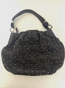 Karen Millen Hobo Shoulder BLACK Lamb Leather Quilted Studded  Bag - Picture 1 of 12