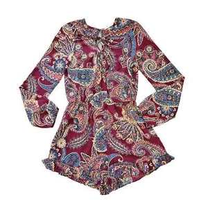 Illa Illa Women's Burgundy Paisley Long Sleeve Romper. Size S - Picture 1 of 11