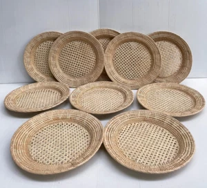 Piatto artigianale tailandese vintage rattan vimini marrone forma rotonda ristoranti X10 - Foto 1 di 12