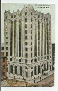 Fidelity Building Portland Maine Postcard 1913 Vintage Woodfords Crossing Cancel - Picture 1 of 2