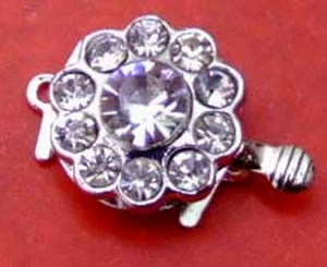 Venta al por mayor 10X Flor 14mm Circón 1 Hebra Broche Plateado Accesorios para Joyería - Imagen 1 de 2