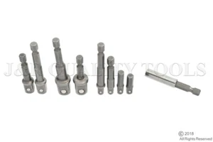 9 pc 6" & 3" Impact Grade Socket Adapter Set 1/4" 3/8" 1/2" Drive 1/4" Hex Shank - Picture 1 of 1