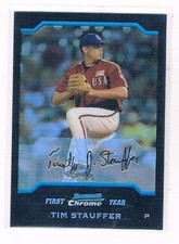 2004 Bowman Draft Picks Prospects Chrome Refractor BDP160 Tim Stauffer GDM#29-S
