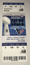 12/23/07 Houston Texans Indianapolis Colts NFL Wayne Manning x 3 TD Ticket Stub