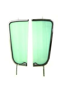 1955-1959 Chevy GMC Truck TINTED Vent Window Glass with Chrome Frame PAIR LH+RH