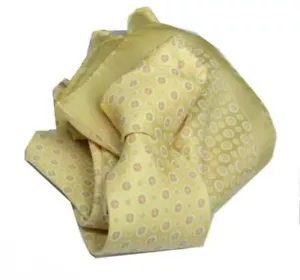 Homme Complet Jaune Cravate Jaunâtre Et Mouchoir Bords Jaunes Soie Made IN Italy - Imagen 1 de 2