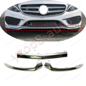 Chrome Front Bumper Lip Moulding Trim For 2015-2018 Mercedes-Benz C Class W205 - Picture 1 of 5