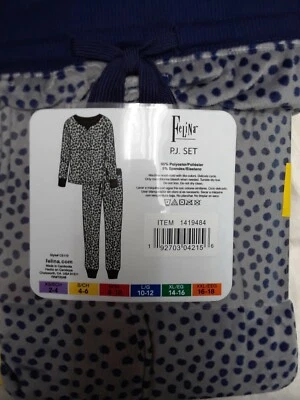 Juego de pijama FELINA 2 piezas ULTRA SUAVE MICROFLEECE, gris y azul marino [XXL] *Nuevo con etiqueta Foto 1 de 4