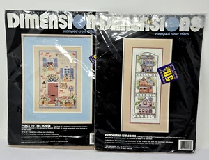 2 Vtg Dimensions Stamped Cross Stitch kits ~Peace to this House (cat) & Welcome - Picture 1 of 14