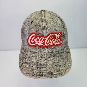 Vintage Coca Cola Hat Gray Denim Adjustable One Size 100% Cotton Made In USA - Picture 1 of 8