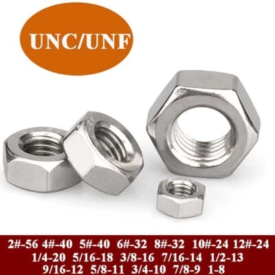 UNC/UNF Sechskant Muttern DIN 934 VA A2 Edelstahl / Marinequalität A4 Edelstahl - Bild 1 von 4