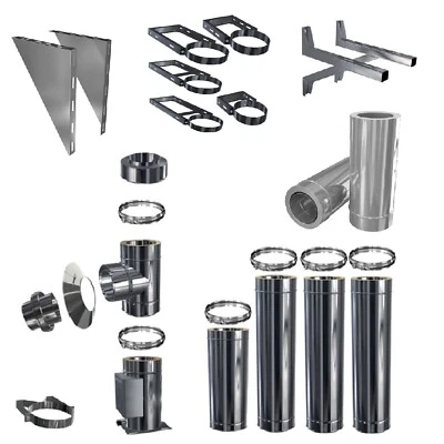 SCHORNSTEIN-ZENTRALLAGER Schornsteinbausatz Komplett Set DW 130 Edelstahlschornstein doppelwandig Kamin
