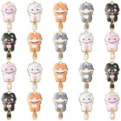 40Pcs Cat Hang Dangle Charm Enamel Pendants for Earring Jewelry Making Necklaces - Изображение 1 из 4