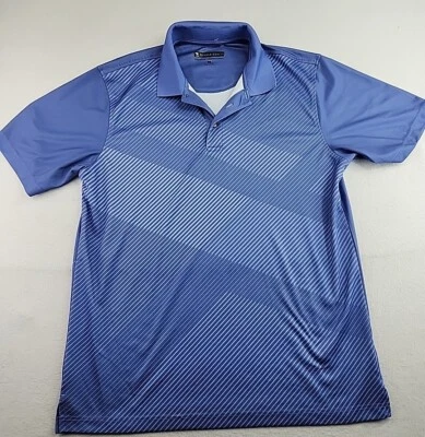 Pebble Beach Performance Mens Large Polyester Purple Striped Polo Golf Shirt - Image 1 of 4