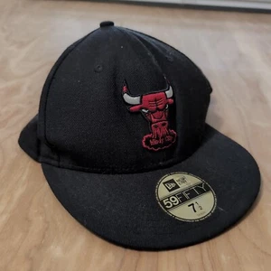 Sombrero negro Chicago Bulls talla 7 1/2 New Era 59FIFTY - Imagen 1 de 4