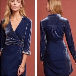 Anthropologie by Maeve Crushed Velvet Langarm Shirt Kleid Gr. 14 - Bild 1 von 8