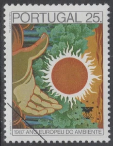 Specimen, Portugal Sc1699 European Nature Conservation Year, Hand, Sun - Picture 1 of 1