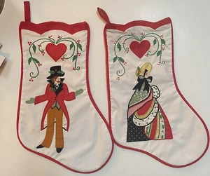 1970's  House of Hatten 16"  Stockings Victorian German  Applique Christmas - Picture 1 of 4