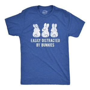 Camiseta Para Hombres Fácilmente Distraído Por Conejos Divertida Fiesta Regalo para Cesta - Imagen 1 de 8