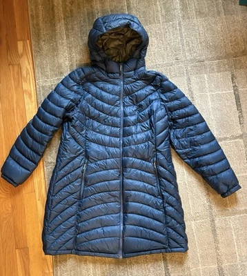 LLBean Women’s Ultralight 850 Down Hooded Coat Jacket Three Quarter Navy Blue XL - Image 1 of 4