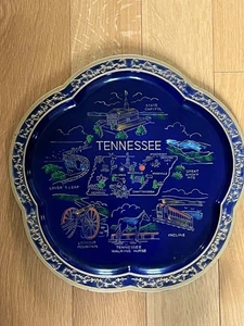Vintage Japan Marked Cobalt Plastic TENNESSEE Travel Souvenir Scalloped Edge - Picture 1 of 15