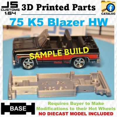 Blazer Hot Wheels 75 K5 - Bases descensoras o kit de elevación - solo piezas impresas en 3D Foto 1 de 3
