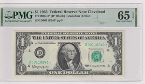 Fr 1900-D* STAR 1963 $1 FRN D00118240* bp 449 PMG 65EPQ CLEVELAND NON MULE - Picture 1 of 2