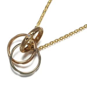 Auth Cartier Necklace Diamond Trinity 3color 18K 750 Yellow White Rose Gold - Picture 1 of 5