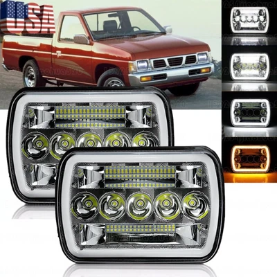 Par de faros LED DRL de haz alto/bajo DRL para camioneta Nissan D21 NX 5x7 7x6" Foto 1 de 4